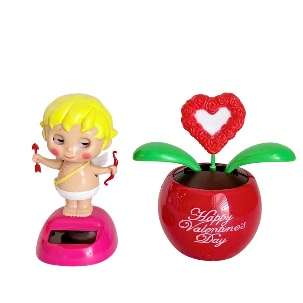 Solar Dancing Figures Valentine's Day Red Pink Cupid Heart Set